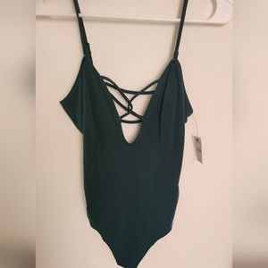 EXPRESS Bodysuit Womens Size M Dark Green NWT